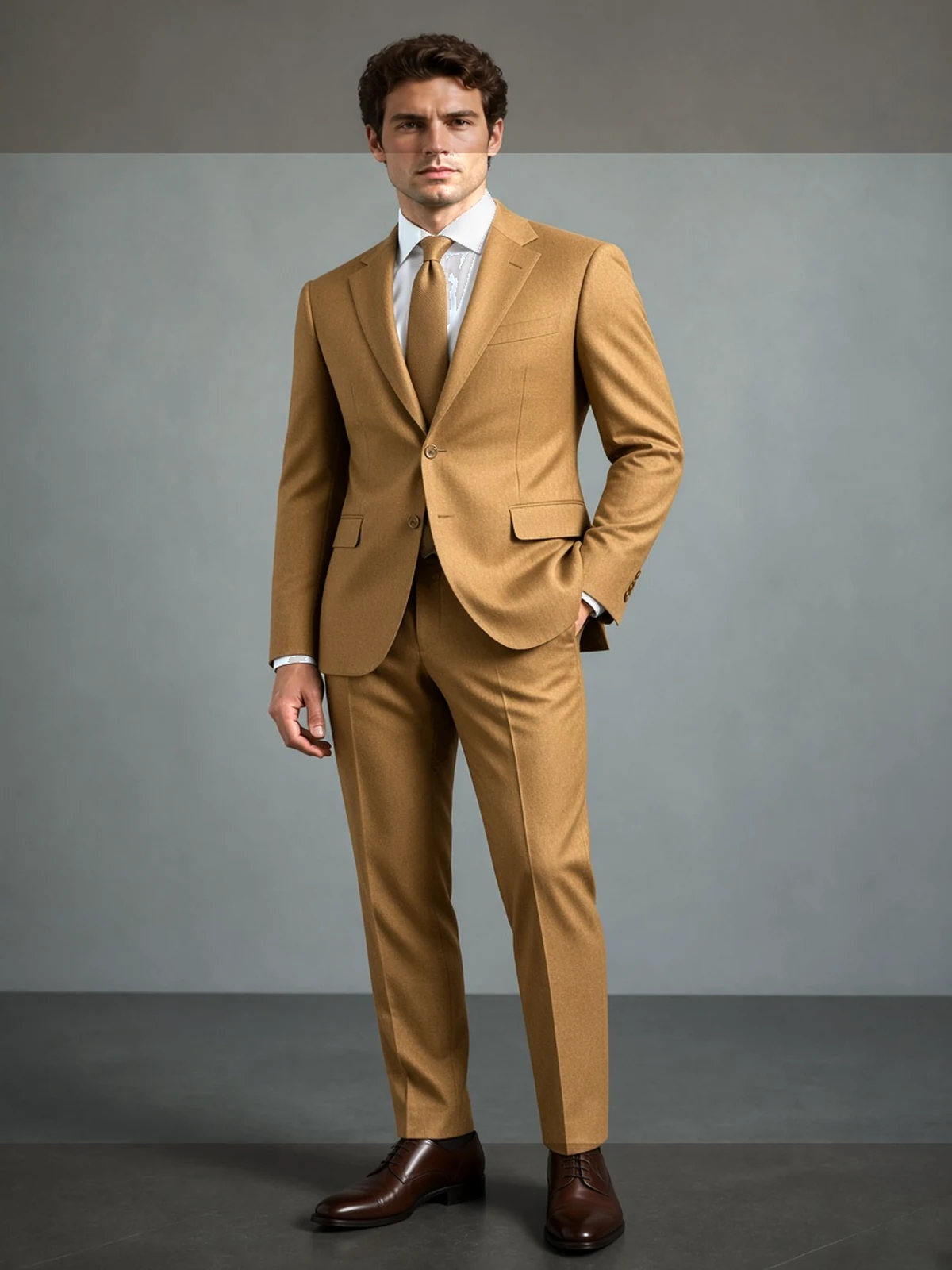 Cerruti two-ply — camel — prémiový oblek na mieru