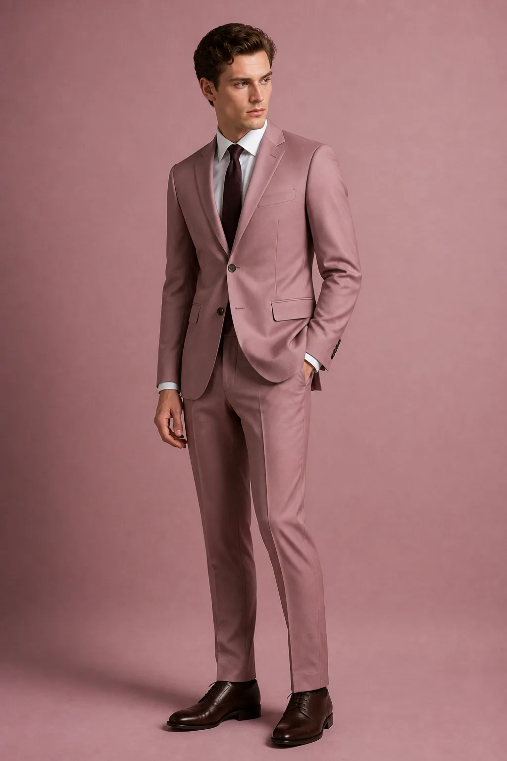 Dusty rose flanel — 100 % vlna — prémiový oblek na mieru