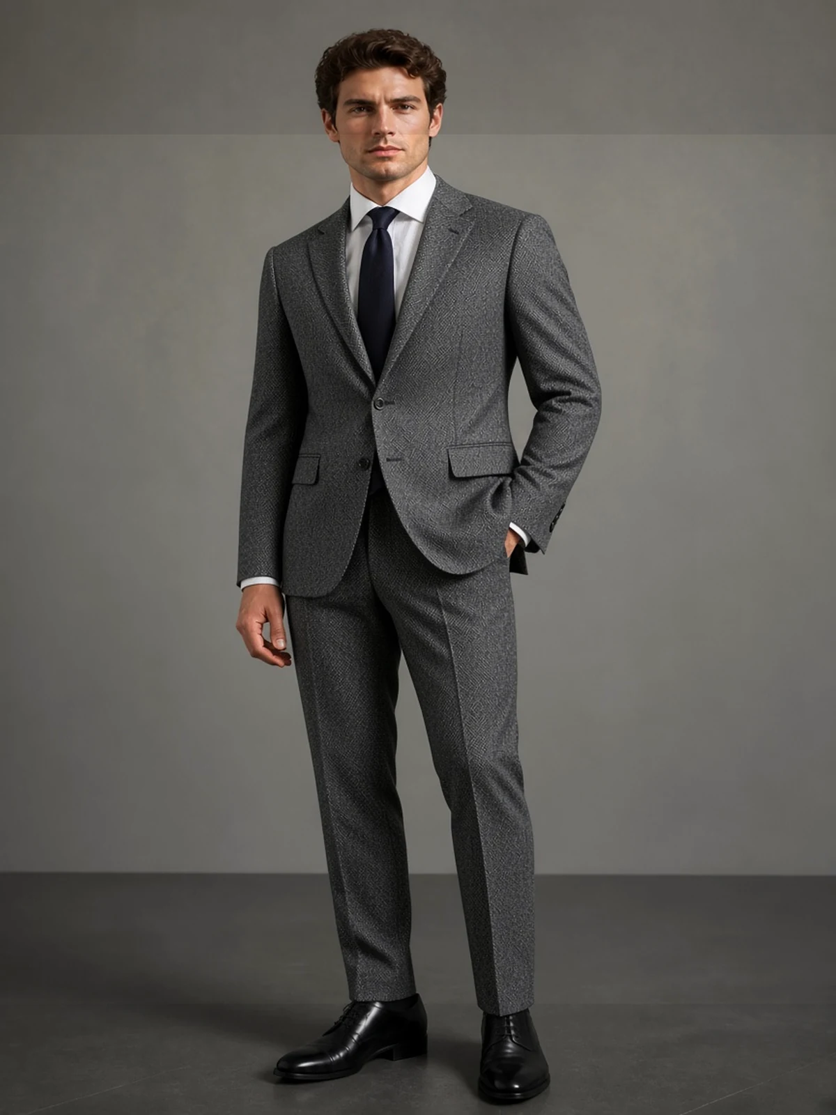 Piacenza vlna & hodváb — čierno-biely twill — prémiový oblek na mieru