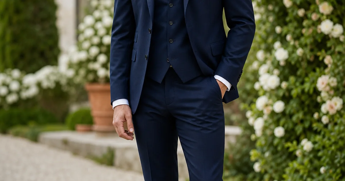 Formal navy dresscode — tmavomodrý oblek s vestou